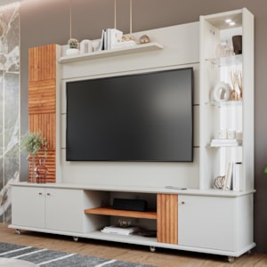 Estante Home Theater Riviera Off White/Cinamomo para TV até 60” - Permóbili