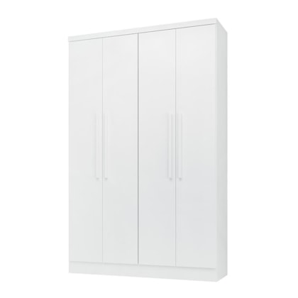 Guarda Roupa 4 Portas e 2 Gavetas Luna Branco Brilho - Qmovi 