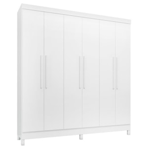 Guarda Roupa 6 Portas e 3 Gavetas Luna Branco Brilho com Pés - Qmovi 