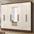 Guarda Roupa Casal Diplomata 8 Portas Castanho Wood/Off White com Espelho - Moval