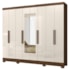 Guarda Roupa Casal Diplomata 8 Portas Castanho Wood/Off White com Espelho - Moval