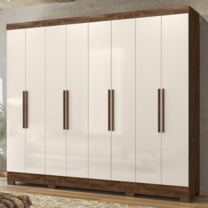 Guarda Roupa Casal Diplomata 8 Portas Castanho Wood/Off White - Moval