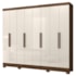 Guarda Roupa Casal Diplomata 8 Portas Castanho Wood/Off White - Moval