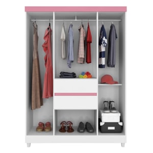 Guarda Roupa Casal Ecom II  6 Portas e 2 Gavetas Branco/Rosa - Demóbile  