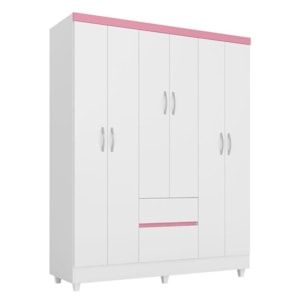 Guarda Roupa Casal Flash II 6 Portas e 2 Gavetas Flex Branco/Rosa - Demóbile  