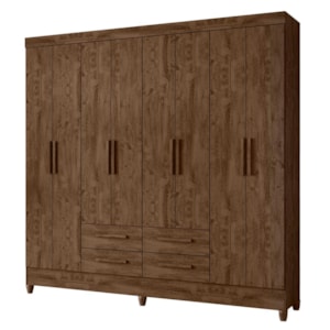 Guarda Roupa Casal Flórida 8 Portas e 4 Gavetas Castanho Wood - Moval