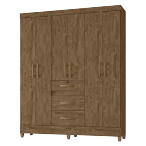 Guarda Roupa Casal Itatiba 6 Portas e 3 Gavetas Castanho Wood - Moval