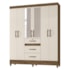 Guarda Roupa Casal Itatiba 6 Portas e 3 Gavetas Castanho Wood/Off White com Espelho - Moval