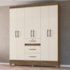 Guarda Roupa Casal Itatiba 6 Portas e 3 Gavetas Castanho Wood/Off White - Moval