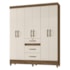 Guarda Roupa Casal Itatiba 6 Portas e 3 Gavetas Castanho Wood/Off White - Moval