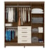 Guarda Roupa Casal New Avaí 6 Portas e 4 Gavetas Castanho Wood/Off White com Espelho - Moval