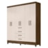 Guarda Roupa Casal New Avaí 6 Portas e 4 Gavetas Castanho Wood/Off White - Moval