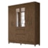 Guarda Roupa Casal New Cuba 6 Portas e 2 Gavetas Castanho Wood com Espelho - Moval