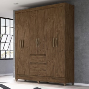 Guarda Roupa Casal New Cuba 6 Portas e 2 Gavetas Castanho Wood - Moval