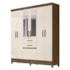 Guarda Roupa Casal New Mafra 7 Portas e 2 Gavetas Castanho Wood/Off White com Espelho - Moval