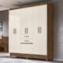 Guarda Roupa Casal New Mafra 7 Portas e 2 Gavetas Castanho Wood/Off White - Moval