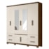 Guarda Roupa Casal Porto Plus 8 Portas e 3 Gavetas Castanho Wood/Off White com Espelho - Moval