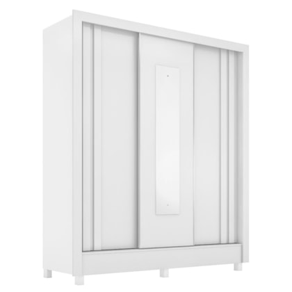 Guarda Roupa Casal Ravel 3 Portas Branco com Espelho - Demóbile