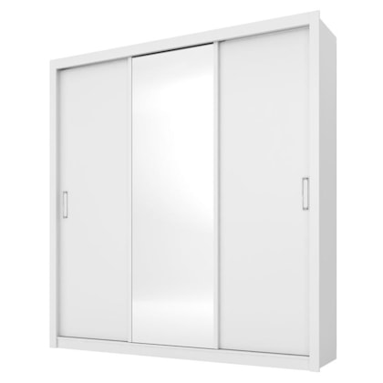 Guarda Roupa Casal Residence 3 Portas Branco com Espelho - Demóbile 