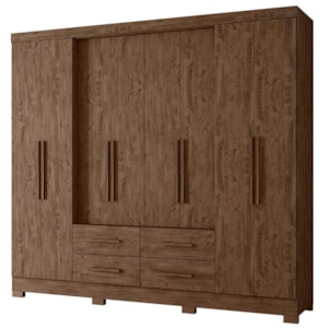 Guarda Roupa Casal San Lorenzo 8 Portas e 4 Gavetas Castanho Wood - Moval