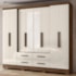 Guarda Roupa Casal San Lorenzo 8 Portas e 4 Gavetas Castanho Wood/Off White com Espelho - Moval