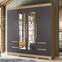 Guarda Roupa Casal Vivacce 4 Portas  Nature/Titanium com Espelho - Móveis Albatroz