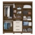 Guarda Roupa Eldorado 5 Portas e 3 Gavetas Castanho Wood/Off White com Espelho - Moval