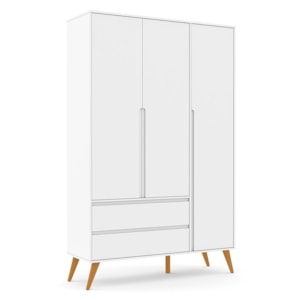 Guarda Roupa Infantil 3 Portas e 2 Gavetas Retrô Clean Branco Soft/Eco Wood - Matic Móveis  