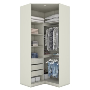 Guarda Roupa Modulado Canto Closet Predileto 2 Portas Areia/Jequitibá com Espelho - Móveis Henn 
