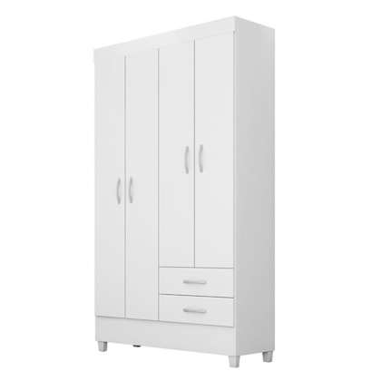 Guarda Roupa Solteiro Astro 4 Portas e 2 Gavetas Flex Branco - Demóbile  