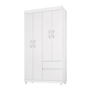 Guarda Roupa Solteiro Lótus 4 Portas e 2 Gavetas Flex Branco - Demóbile  