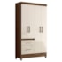 Guarda Roupa Solteiro Madri 4 Portas e 2 Gavetas Castanho Wood/Off White - Moval