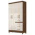 Guarda Roupa Solteiro Sobral 4 Portas e 4 Gavetas Castanho Wood/Off White - Moval