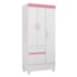 Guarda Roupa Solteiro Wind 3 Portas e 2 Gavetas Flex Branco/Rosa - Demóbile  