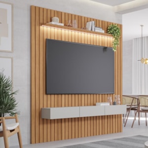 Home Maragogi 1.8 Nature/Off White com LED para TV até 65” - Permóbili