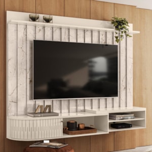 Home Painel Suspenso Ímola Calacata/Off White para TV até 75” - Madetec