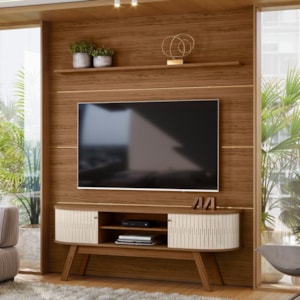 Home Piso-Teto Laguna Naturale/Off White para TV até 75” - Madetec