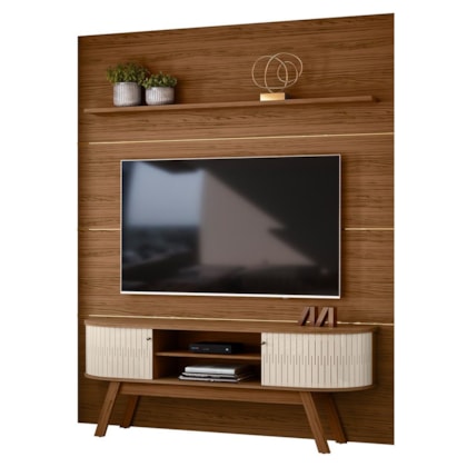 Home Piso-Teto Laguna Naturale/Off White para TV até 75” - Madetec