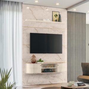 Home Piso-Teto Monte Carlo Calacata/Off White para TV até 65” - Madetec 