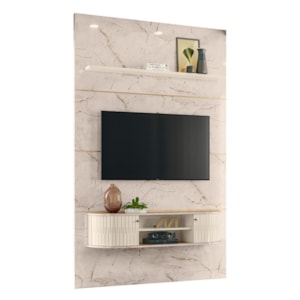 Home Piso-Teto Monte Carlo Calacata/Off White para TV até 65” - Madetec