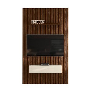 Home Suspenso Arcade Ripado 149,4 cm com 1 Gaveta para TV até 50” Palisandro/Off White - PR Móveis
