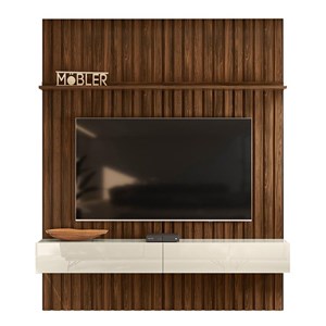 Home Suspenso Arcade Ripado 199,2 cm com 2 Gavetas para TV até 80” Palisandro/Off White - PR Móveis  
