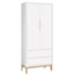 Jogo de Quarto Classic Guarda Roupa 2 Portas e Berço Branco Fosco com Pés Madeira Natural - Reller Móveis