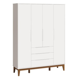 Jogo de Quarto Elfe Classic Guarda Roupa e Cômoda 1 Porta Branco com Pés Amadeirado - Reller Móveis 