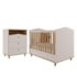 Jogo de Quarto Infantil Cômoda Casinha 3 Gavetas e Berço Americano Mimo Off White/Nature - Permóbili Baby 