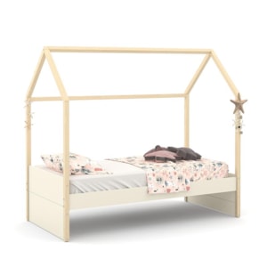 Jogo de Quarto Infantil Kids Liv com Organizador, Cama e Auxiliar New Off White/Natural - Matic Móveis 