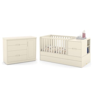 Jogo de Quarto Infantil Tutto New Cômoda com Porta e Berço Multifuncional Formare Off White - Matic Móveis