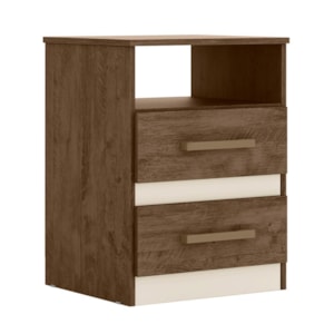 Mesa de Cabeceira Apolo 2 Gavetas Color Flex Castanho Wood/Off White - Moval