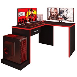 Mesa de Canto para Computador Desk Gamer DRX-9000 Preto/Vermelho - PR Móveis 