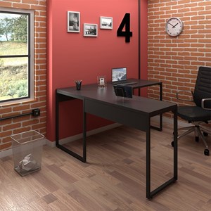 Mesa de Escritório em L 150x90 Office Industrial Preto - PR Móveis